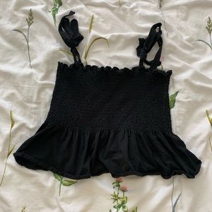 H&M smocked square neck tie crop top
